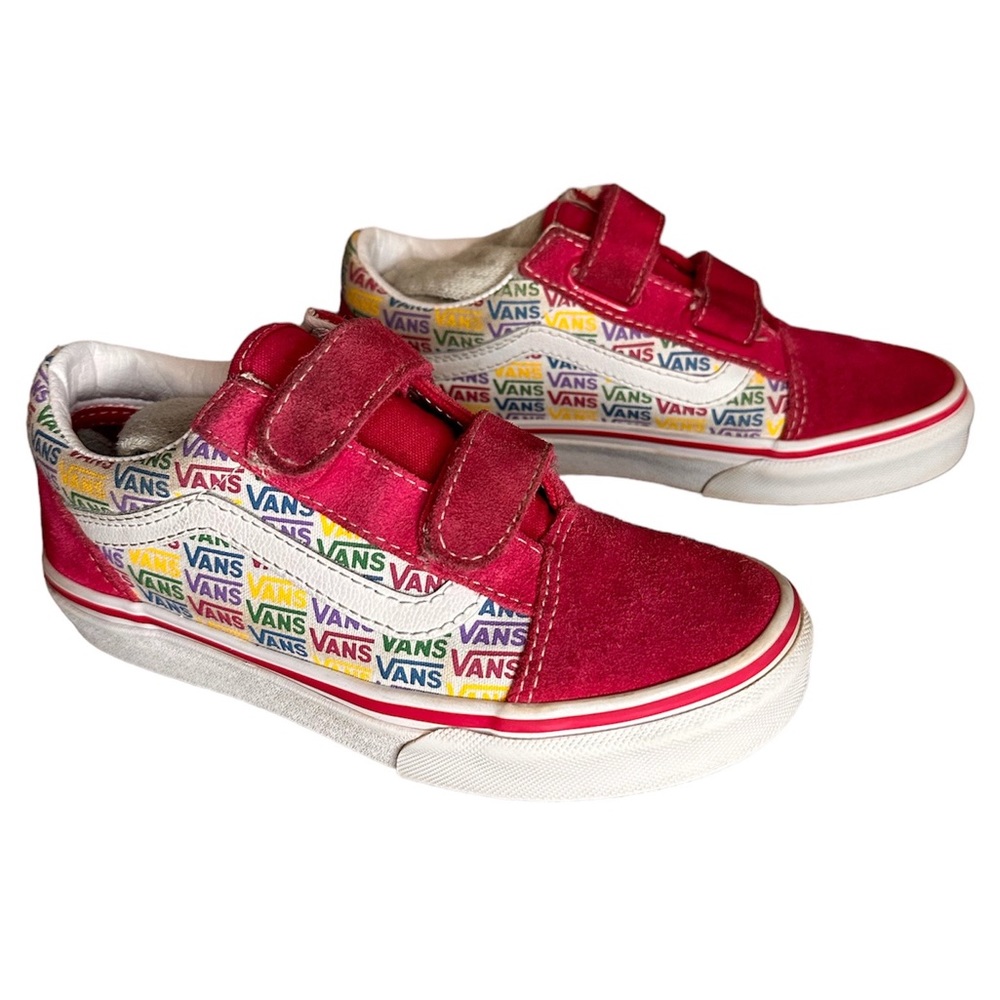 Vans - Velcro Straps Pink / White (Multi-Color Vans logos) - Kids Size 1